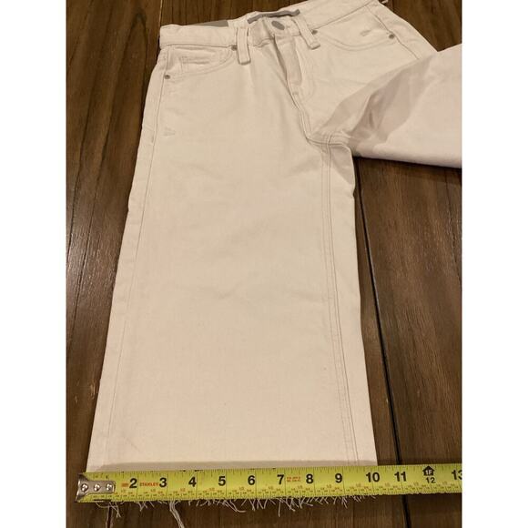 Hudson Freya Low Rise Skater Shorts White Denim Bermuda Wide Leg Raw Hem Size 23 - Picture 11 of 12
